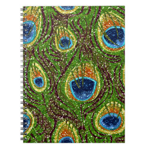 RAB Rockabilly Colorful Peacock Feathers Print Notitieboek