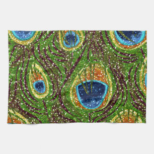 RAB Rockabilly Colorful Peacock Feathers Print Theedoek