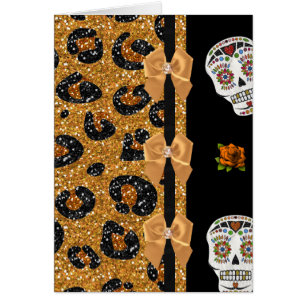 RAB Rockabilly Gold Leopard Print Sugar Skulls