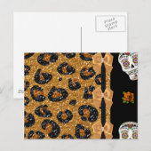 RAB Rockabilly Gold Leopard Print Sugar Skulls Briefkaart (Voorkant / Achterkant)