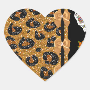 RAB Rockabilly Gold Leopard Print Sugar Skulls Hart Sticker