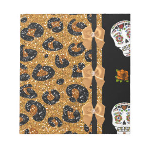 RAB Rockabilly Goud Luipaardprint Suiker Schedels Notitieblok