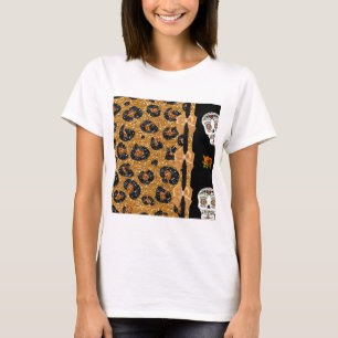 RAB Rockabilly Goud Luipaardprint Suiker Schedels T-shirt