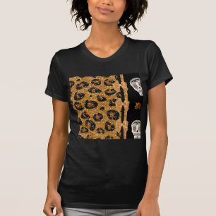 RAB Rockabilly Goud Luipaardprint Suiker Schedels T-shirt