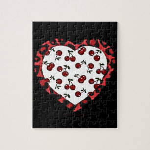 RAB Rockabilly Kersen Luipaardprint Hart Legpuzzel