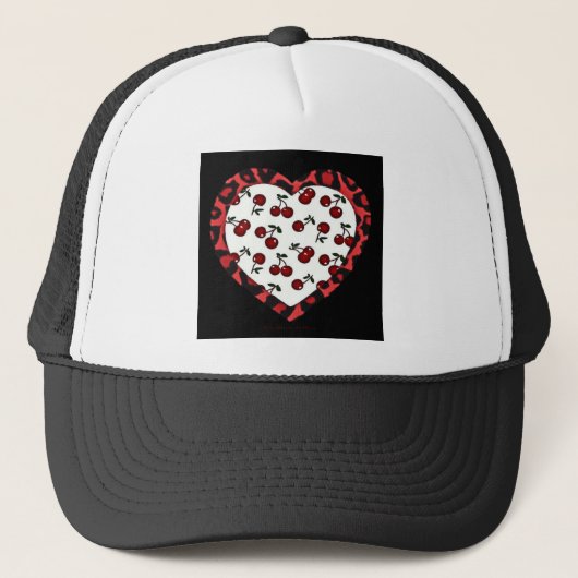RAB Rockabilly Kersen Luipaardprint Hart Trucker Pet (Voorkant)