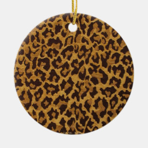 RAB Rockabilly Leopard Print Brown Gold Keramisch Ornament