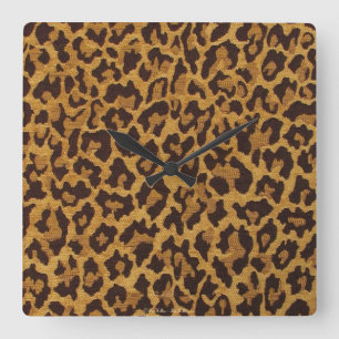 RAB Rockabilly Leopard Print Brown Gold Vierkante Klok
