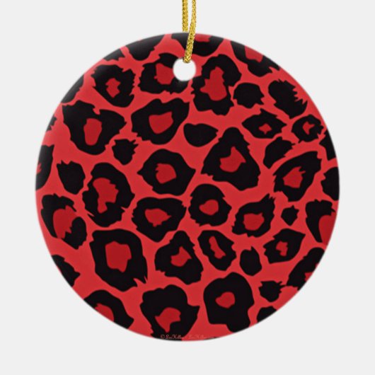 RAB Rockabilly Leopard Print Red Black Keramisch Ornament (Voorkant)