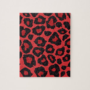 RAB Rockabilly Leopard Print Red Black Legpuzzel