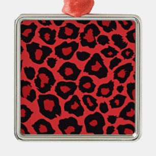 RAB Rockabilly Leopard Print Red Black Metalen Ornament