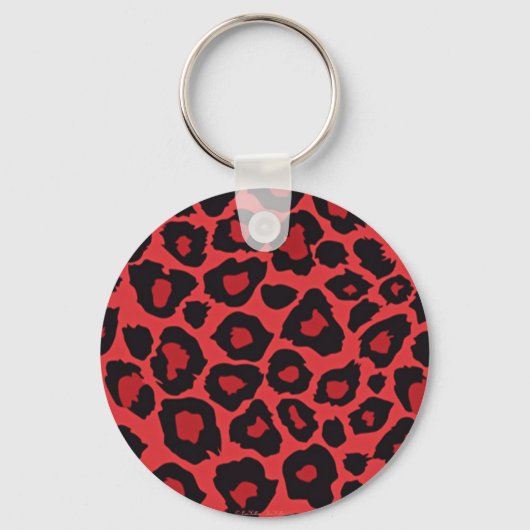 RAB Rockabilly Leopard Print Red Black Sleutelhanger (Voorkant)