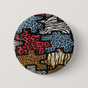 RAB Rockabilly Leopard Zebra Puzzle Print Giften Ronde Button 5,7 Cm