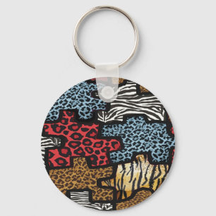 RAB Rockabilly Leopard Zebra Puzzle Print Giften Sleutelhanger