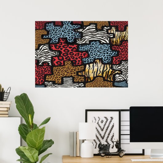 RAB Rockabilly Leopard Zebra Puzzle Print Poster (Thuiskantoor)