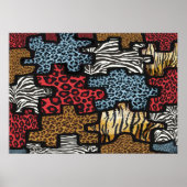 RAB Rockabilly Leopard Zebra Puzzle Print Poster (Voorkant)