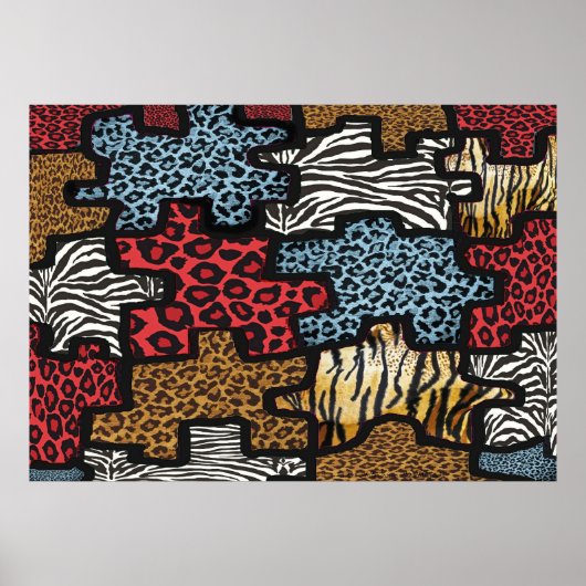 RAB Rockabilly Leopard Zebra Puzzle Print Poster (Voorkant)