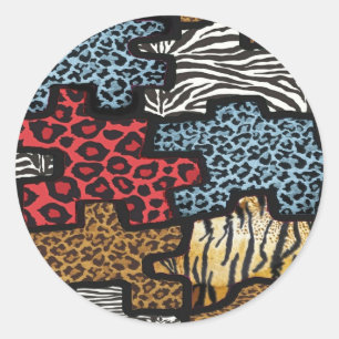 RAB Rockabilly Luipaard Zebra Puzzel Print Cadeaus Ronde Sticker