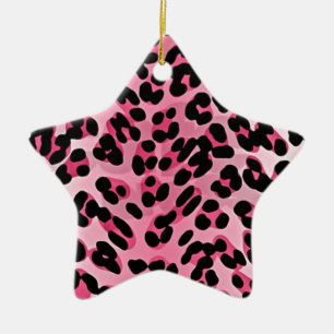 RAB Rockabilly Pink Cheetah Print Keramisch Ornament