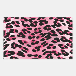 RAB Rockabilly Pink Cheetah Print Rechthoekige Sticker