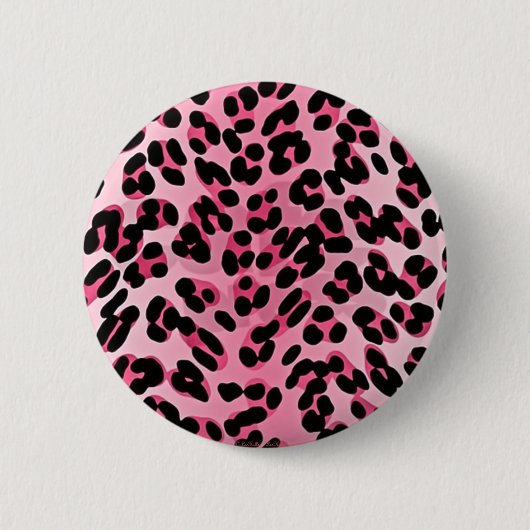 RAB Rockabilly Pink Cheetah Print Ronde Button 5,7 Cm (Voorkant)