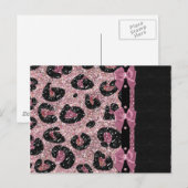 RAB Rockabilly Pink Leopard Print Ribbon Bows Briefkaart (Voorkant / Achterkant)