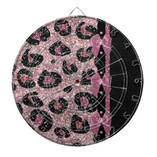 RAB Rockabilly Roze Luipaardprint Lint Bogen Dartbord