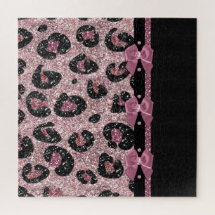 RAB Rockabilly Roze Luipaardprint Lint Bogen Legpuzzel