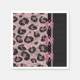 RAB Rockabilly Roze Luipaardprint Lint Bogen Servet