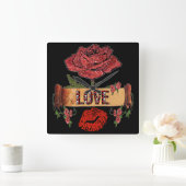 RAB Rockabilly Rozen, Love & Lipstick Vierkante Klok (Huis)