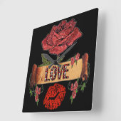 RAB Rockabilly Rozen, Love & Lipstick Vierkante Klok (Hoek)
