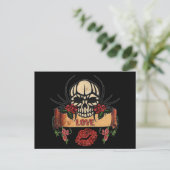 RAB Rockabilly Schedel Rozen Liefde Lippenstift Briefkaart (Staand voorkant)