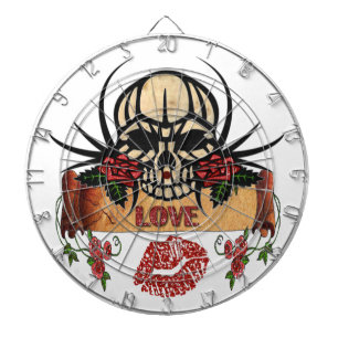 RAB Rockabilly Schedel Rozen Liefde Lippenstift Dartbord
