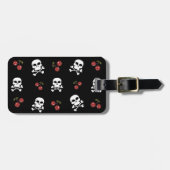 RAB Rockabilly Skulls en Cherries op zwart Bagagelabel (Voorkant horizontaal)