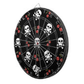 RAB Rockabilly Skulls en Cherries op zwart Dartbord (Voorkant Rechts)
