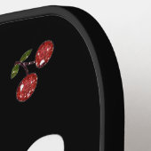 RAB Rockabilly Skulls en Cherries op zwart Pickleball Paddle (Links Detail)