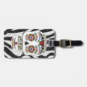 RAB Rockabilly Sugar Skull op Zebra Print Bagagelabel (Voorkant horizontaal)
