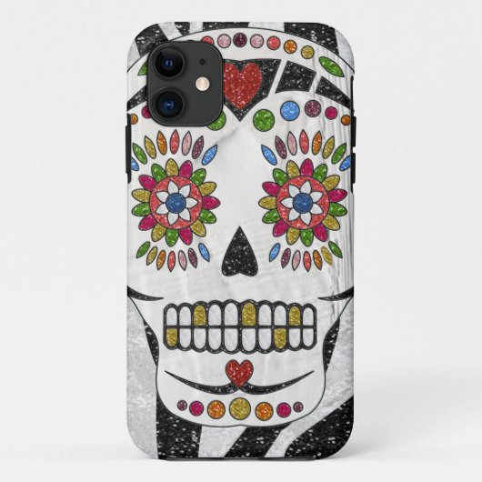 RAB Rockabilly Sugar Skull op Zebra Print Case-Mate iPhone Case (Achterkant)