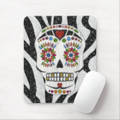 RAB Rockabilly Sugar Skull op Zebra Print Muismat (Met muis)