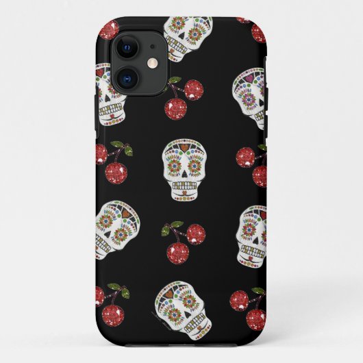 RAB Rockabilly Sugar Skulls Cherries on Black Case-Mate iPhone Case (Achterkant)