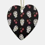 RAB Rockabilly Sugar Skulls Cherries on Black Keramisch Ornament (Links)