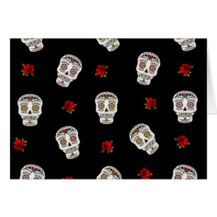 RAB Rockabilly Sugar Skulls Rozen op zwart