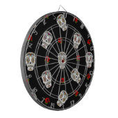 RAB Rockabilly Sugar Skulls Rozen op zwart Dartbord (Voorkant Links)