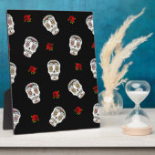 RAB Rockabilly Sugar Skulls Rozen op zwart Fotoplaat (Zijkant)