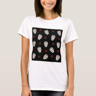 RAB Rockabilly Sugar Skulls Rozen op zwart T-shirt