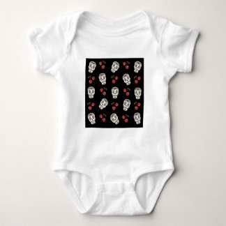 RAB Rockabilly Suiker Schedels Kersen Op Zwart Romper