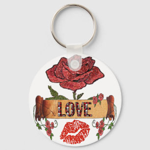 RAB Rockabilly Valentijn Rozen, Love & Lipstick Sleutelhanger