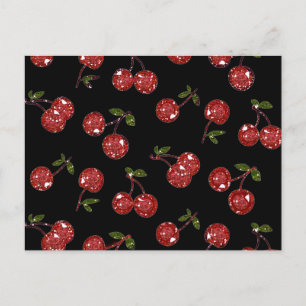 RAB Rockabilly Very Cherry Kersen Op Zwart Briefkaart