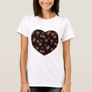RAB Rockabilly Very Cherry Kersen Op Zwart T-shirt