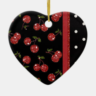 RAB Rockabilly Very Cherry Kersen Zwart Keramisch Ornament